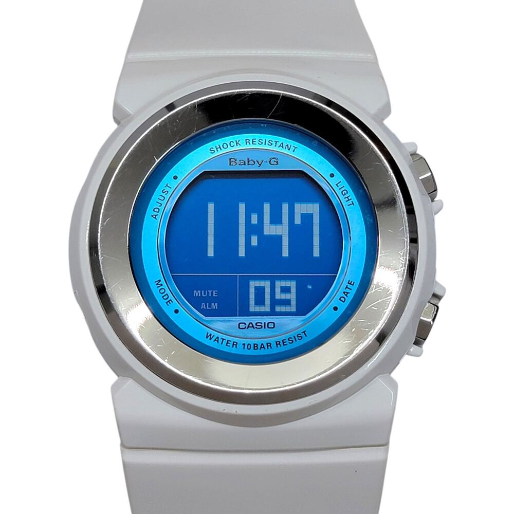 Casio Baby-G BGD-100 Womens Digital Watch White Blue Shock Resist New Battery
